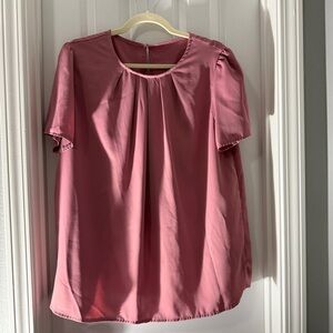 Women’s Pink Short Sleeve Pleated Blouse